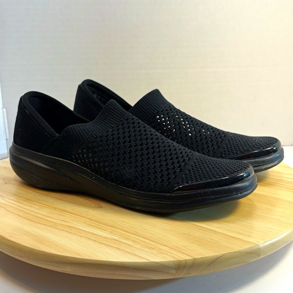 BZees for LifeStride Charlie Slip On Sneakers Blk Knit Comfort Shoes Women 9.5M